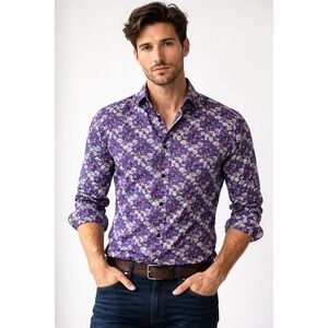 Robert Graham Men's Medium Multicolor Floral Long Sleeve Button-Up Shirt